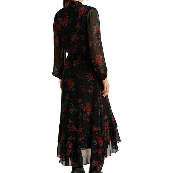 Lauren Ralph Lauren floral georgette blouson v neck low long sleeve maxi size 10 - Picture 2 of 4